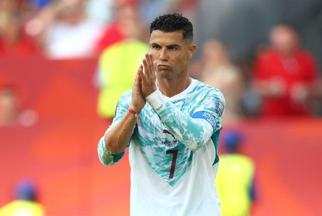 Portugal's forward #07 Cristiano Ronaldo reacts during the 2026 World Cup round of 32 football match between Portugal and Croatia at the Toronto Stadium in Toronto on July 2, 2026.  (Photo by Cole Burston / AFP)