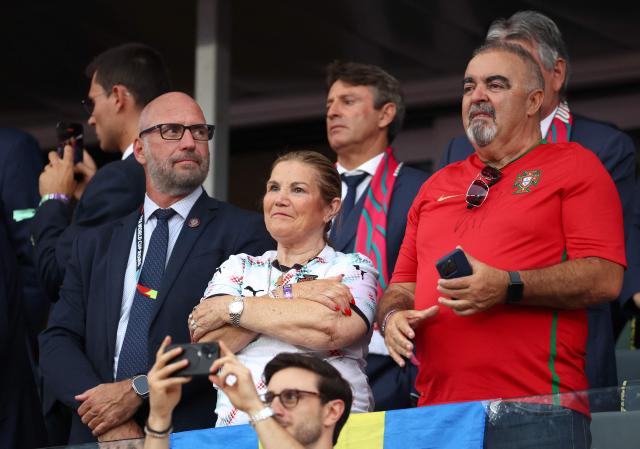 Portugal's forward #07 Cristiano Ronaldo's mother Dolores dos Santos attends the 2026 World Cup round of 32 football match between Portugal and Croatia at the Toronto Stadium in Toronto on July 2, 2026.  (Photo by Cole Burston / AFP)