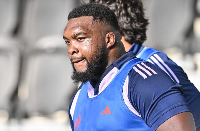 France's Demba Bamba attends a captain's run training session with his teammates at One New Zealand Stadium in Christchurch on July 3, 2026, ahead of the rugby Nations Championship match against New Zealand. (Photo by Sanka Vidanagama / AFP)