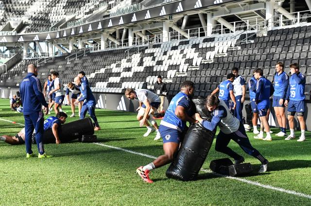 France's players attend a captain's run training session at One New Zealand Stadium in Christchurch on July 3, 2026, ahead of the rugby Nations Championship match against New Zealand. (Photo by Sanka Vidanagama / AFP)