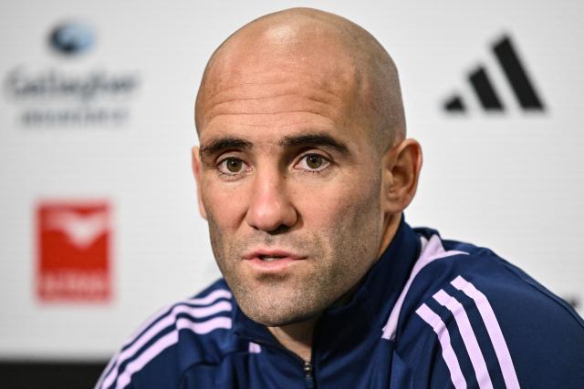 France's Maxime Lucu speaks to media after a captain's run training session at One New Zealand Stadium in Christchurch on July 3, 2026, ahead of the rugby Nations Championship match against New Zealand. (Photo by Sanka Vidanagama / AFP)