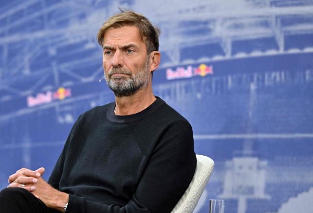 (FILES) Jurgen Klopp, then presented as Red Bull's new "Global Head of Soccer", looks on during an interview at a press conference in Salzburg, Austria on January 14, 2025. Germany coach Julian Nagelsmann has resigned following his team's shock last-32 exit from the World Cup at the hands of Paraguay, several media reported on July 3, 2026. Nagelsmann, who was under contract until the 2028 European Championship, has accepted the German Football Federation's (DFB) request for him to step down, Bild and Sky Germany reported. His departure leaves the door open for former Liverpool manager Jurgen Klopp, who is believed to be the federation's preferred candidate to take over. (Photo by KERSTIN JOENSSON / AFP)