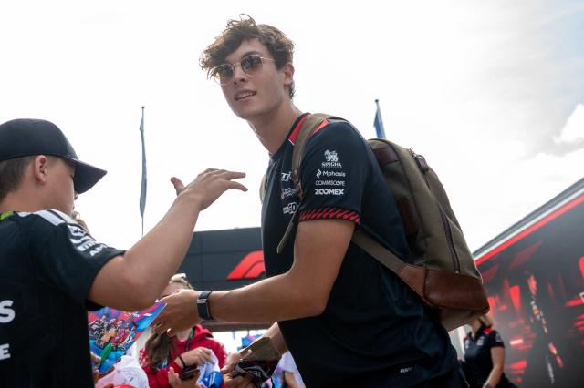Haas F1 Team's British driver Oliver Bearman arrives for the first practice session ahead of the Formula One British Grand Prix at the Silverstone motor racing circuit in Silverstone, central England, on July 3, 2026. (Photo by Ben STANSALL / AFP)