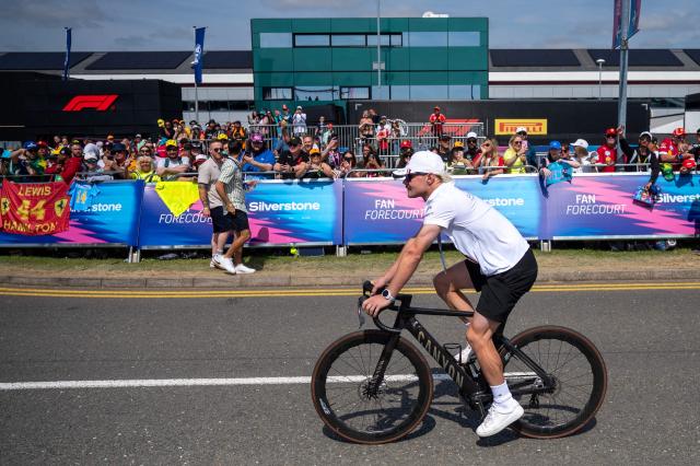 Cadillac's Finnish driver Valtteri Bottas arrives for the first practice session ahead of the Formula One British Grand Prix at the Silverstone motor racing circuit in Silverstone, central England, on July 3, 2026. (Photo by Ben STANSALL / AFP)
