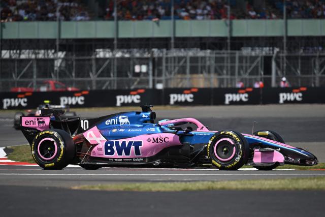 Alpine's French driver Pierre Gasly drives during the first practice session ahead of the Formula One British Grand Prix at the Silverstone motor racing circuit in Silverstone, central England, on July 3, 2026. (Photo by Andrej ISAKOVIC / AFP)