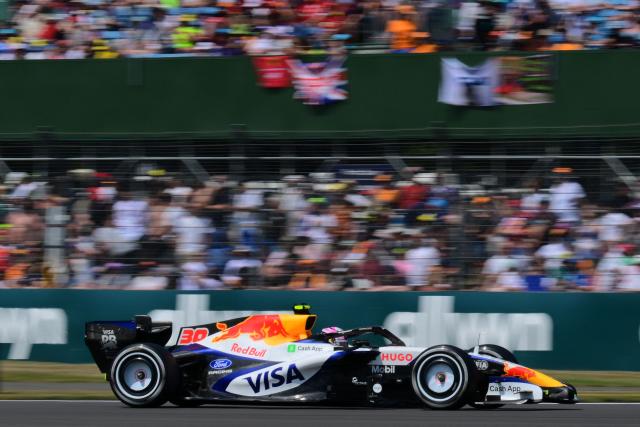 Racing Bulls' New Zealand driver Liam Lawson drives during the first practice session ahead of the Formula One British Grand Prix at the Silverstone motor racing circuit in Silverstone, central England, on July 3, 2026. (Photo by Andrej ISAKOVIC / AFP)