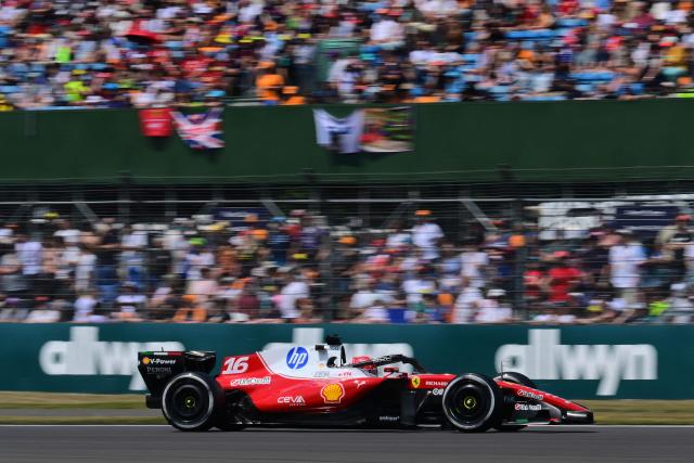 Ferrari's Monegasque driver Charles Leclerc drives during the first practice session ahead of the Formula One British Grand Prix at the Silverstone motor racing circuit in Silverstone, central England, on July 3, 2026. (Photo by Andrej ISAKOVIC / AFP)
