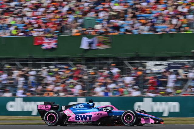 Alpine's French driver Pierre Gasly drives during the first practice session ahead of the Formula One British Grand Prix at the Silverstone motor racing circuit in Silverstone, central England, on July 3, 2026. (Photo by Andrej ISAKOVIC / AFP)