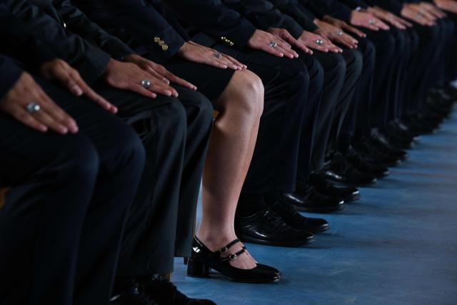 Kosovo Security Force (KSF) cadets stand at attention during their graduation ceremony at Adem Jashari barracks in Pristina on July 3, 2026. (Photo by Armend NIMANI / AFP)