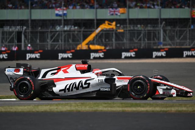 Haas F1 Team's French driver Esteban Ocon drives during the first practice session ahead of the Formula One British Grand Prix at the Silverstone motor racing circuit in Silverstone, central England, on July 3, 2026. (Photo by Andrej ISAKOVIC / AFP)