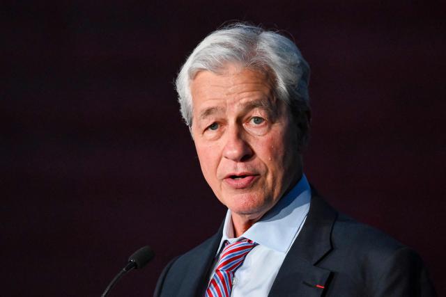 Chairman and CEO of JPMorgan Chase & Co. Jamie Dimon speaks during the special event "Liberty Lights" at the Statue of Liberty to celebrate the 250th anniversary of US independence on Liberty Island in New York City, on July 1, 2026. Techno music and lasers brought the Statue of Liberty to life as a light show at the iconic monument will be broadcast on July 3, 2026, to mark the United States' 250th anniversary. The 15-minute spectacle will be shown on the ABC network as an initiative of France, which gifted the monument to the United States in 1886 in celebration of American independence. (Photo by ANGELA WEISS / AFP)