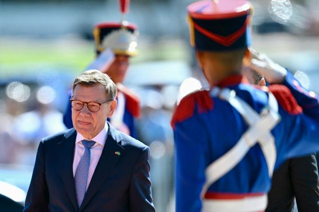Germany's Foreign Minister Johann Wadephul arrives at the Itamaraty Palace for a meeting with his Brazilian counterpart Mauro Vieira in Brasília on July 3, 2026. (Photo by Evaristo Sa / AFP)