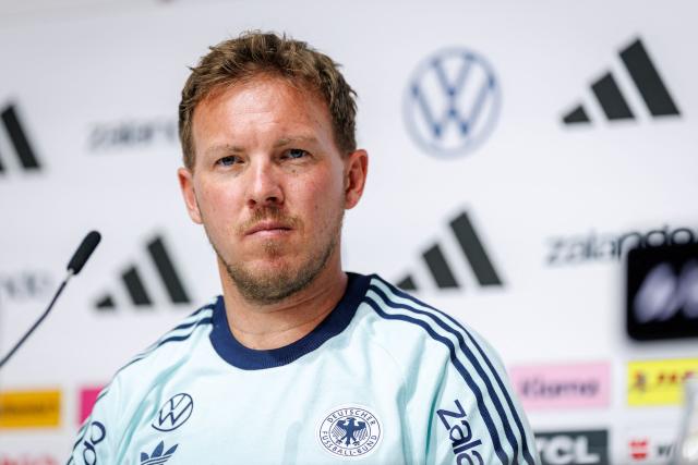 (FILES) Germany's head coach Julian Nagelsmann addresses a press conference on May 27, 2026 in Herzogenaurach, southern Germany, ahead of their pre-World Cup friendly match against Finland. Germany coach Julian Nagelsmann has resigned on July 3, 2026 following his team's shock last-32 exit from the World Cup at the hands of Paraguay. (Photo by Daniel Karmann / AFP)