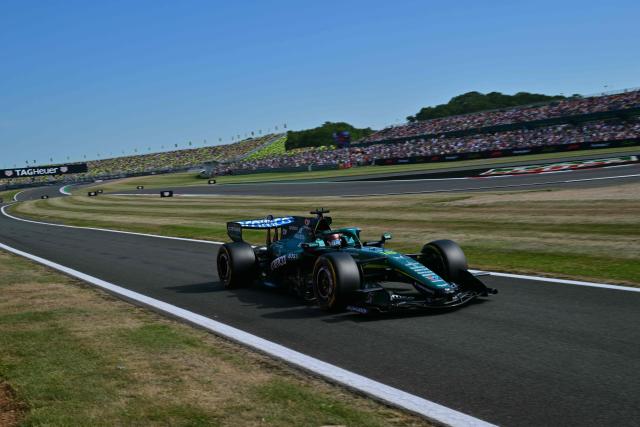Aston Martin's Canadian driver Lance Stroll drives during the sprint qualifying session ahead of the Formula One British Grand Prix at the Silverstone motor racing circuit in Silverstone, central England, on July 3, 2026. (Photo by Andrej ISAKOVIC / AFP)