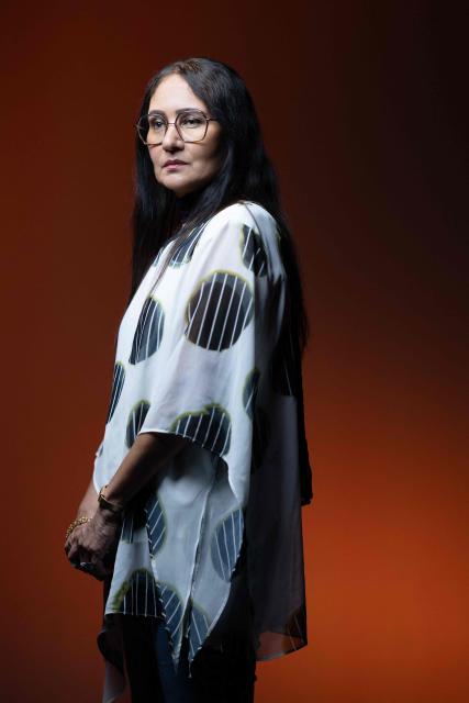 Mauritian author Ananda Devi poses during a photo session in Paris on July 3, 2026. (Photo by Joel Saget / AFP)