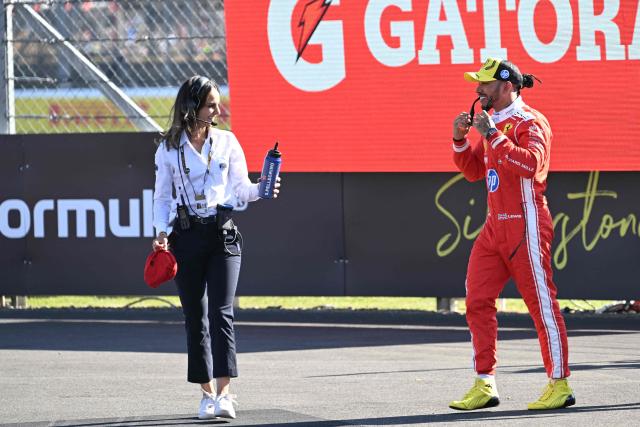 Ferrari's British driver Lewis Hamilton celebrates his pole position after the sprint qualifying session ahead of the Formula One British Grand Prix at the Silverstone motor racing circuit in Silverstone, central England, on July 3, 2026. (Photo by PETER POWELL / POOL / AFP)