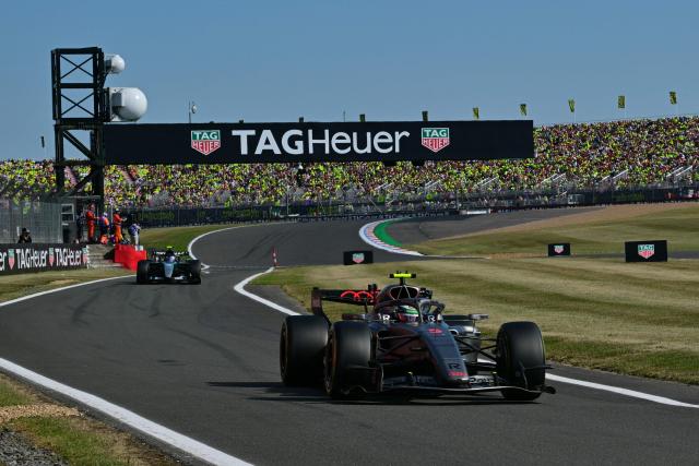Audi's Brazilian driver Gabriel Bortoleto leaves the track during the sprint qualifying session ahead of the Formula One British Grand Prix at the Silverstone motor racing circuit in Silverstone, central England, on July 3, 2026. (Photo by Andrej ISAKOVIC / AFP)