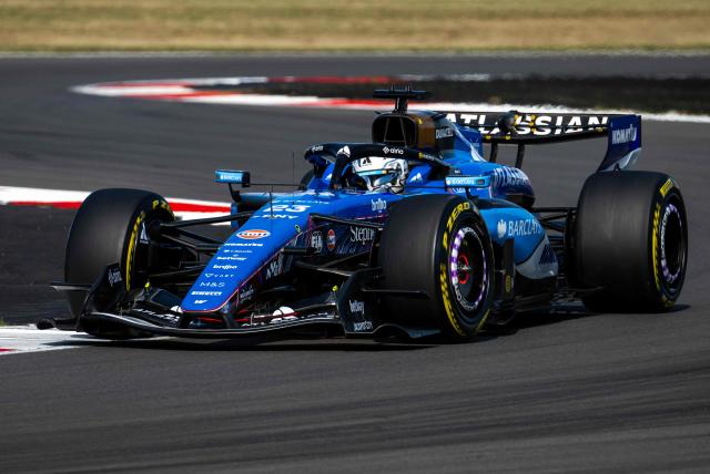 Williams' Thai driver Alexander Albon drives during the sprint qualifying session ahead of the Formula One British Grand Prix at the Silverstone motor racing circuit in Silverstone, central England, on July 3, 2026. (Photo by Ben STANSALL / AFP)