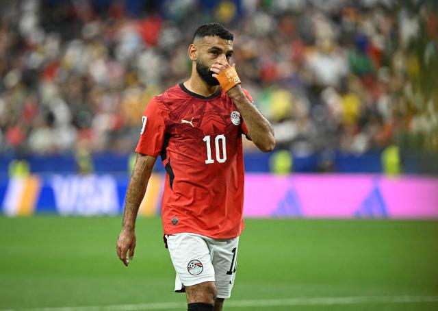 Egypt's forward #10 Mohamed Salah reacts at half-time  during the 2026 World Cup round of 32 football match between Australia and Egypt at the Dallas Stadium in Arlington on July 3, 2026.  (Photo by Paul ELLIS / AFP)