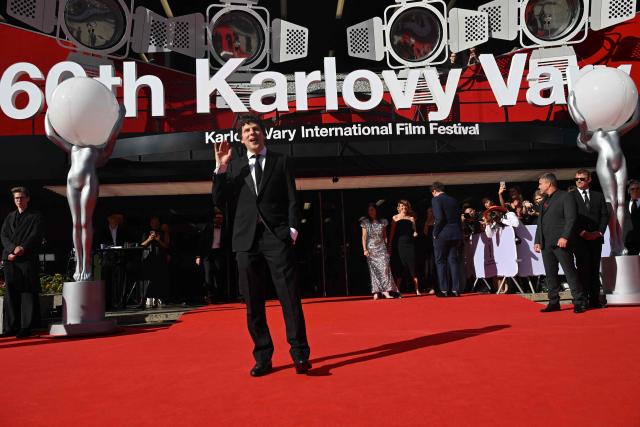 US actor Jesse Eisenberg poses on the red carpet as he arrives for the opening of the 60th Karlovy Vary International Film Festival (KVIFF) in Karlovy Vary, Czech Republic on July 3, 2026. (Photo by Michal Cizek / AFP)