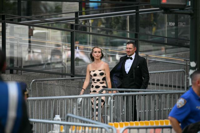 People arrive at Madison Square Garden, the reported venue for the wedding celebrations of pop singer Taylor Swift and pro-athlete Travis Kelce, in New York City on July 3, 2026. Swift and Kelce's official wedding plans are tightly under wraps, but New York is bracing to host the celebrity marriage of the year this week at Madison Square Garden. The wedding will reportedly take place Friday with a star-studded guest list of around 1,000, including models Gigi Hadid and Cara Delevingne, singer Selena Gomez, and actress Zoe Kravitz -- all known to be close Swift pals -- and Kelce's Kansas City Chiefs teammates. (Photo by ANGELA WEISS / AFP)