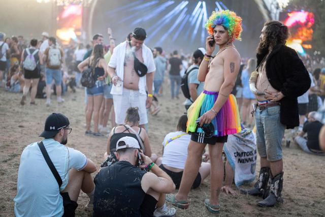 Festivalgoers attend the 36th edition of the Les Eurockeennes de Belfort music festival, in Sermamagny, eastern France, on July 3, 2026. (Photo by ROMEO BOETZLE / AFP)