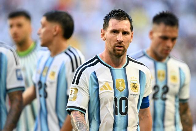 Argentina's forward #10 Lionel Messi looks on during the 2026 World Cup round of 32 football match between Argentina and Cape Verde at the Miami Stadium in Miami Gardens on July 3, 2026.  (Photo by CHANDAN KHANNA / AFP)