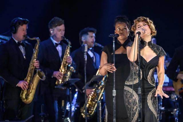 Britain's singer-songwriter Raye performs during the opening day of the 60th Montreux Jazz Festival, in Montreux on July 3, 2026. (Photo by Fabrice COFFRINI / AFP)