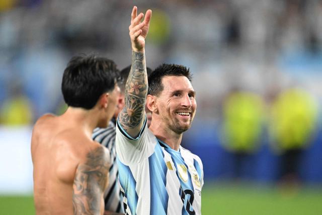 Argentina's forward #10 Lionel Messi celebrates after winning the 2026 World Cup round of 32 football match between Argentina and Cape Verde at the Miami Stadium in Miami Gardens on July 3, 2026.  (Photo by ROBERTO SCHMIDT / AFP)