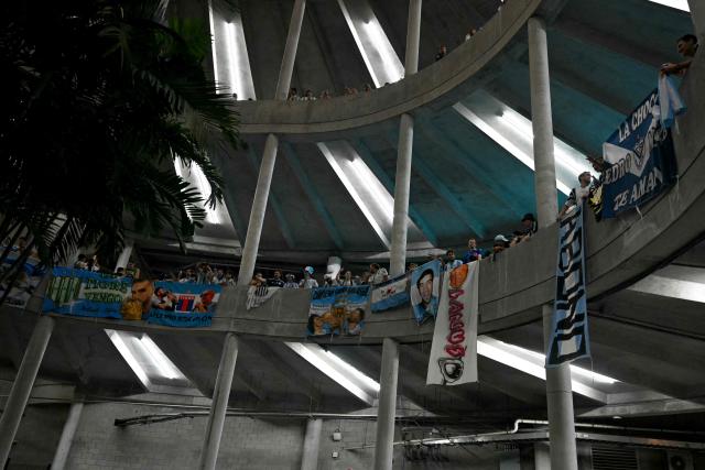 Argentina´s fans celebrate winning the 2026 World Cup round of 32 football match against Cape Verde at the Miami Stadium in Miami Gardens on July 3, 2026.  (Photo by CHANDAN KHANNA / AFP)