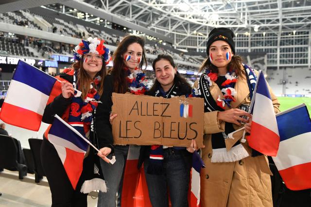 French fans show their support prior to the rugby Nations Championship match between New Zealand and France at One New Zealand Stadium in Christchurch on July 4, 2026. (Photo by Sanka Vidanagama / AFP)