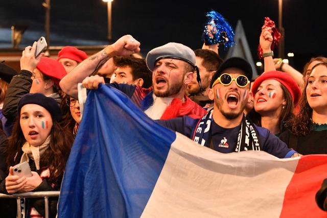 French fans show their support prior to the rugby Nations Championship match between New Zealand and France at One New Zealand Stadium in Christchurch on July 4, 2026. (Photo by Sanka Vidanagama / AFP)