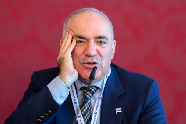 Former Russian Chess Grandmaster and political activist Garry Kasparov speaks as he attends the congress of the Alliance of Liberals and Democrats for Europe Party (ALDE) on July 4, 2026 in Vienna, Austria. (Photo by MAX SLOVENCIK / APA / AFP) / Austria OUT