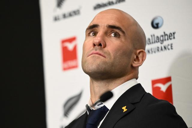 France's Maxime Lucu looks on during a press conference after the rugby Nations Championship match between New Zealand and France at One New Zealand Stadium in Christchurch on July 4, 2026. (Photo by Sanka VIDANAGAMA / AFP)