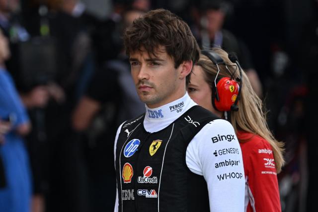 Ferrari's Monegasque driver Charles Leclerc in the pits before the sprint race ahead of the Formula One British Grand Prix at the Silverstone motor racing circuit in Silverstone, central England, on July 4, 2026. (Photo by PETER POWELL / POOL / AFP)