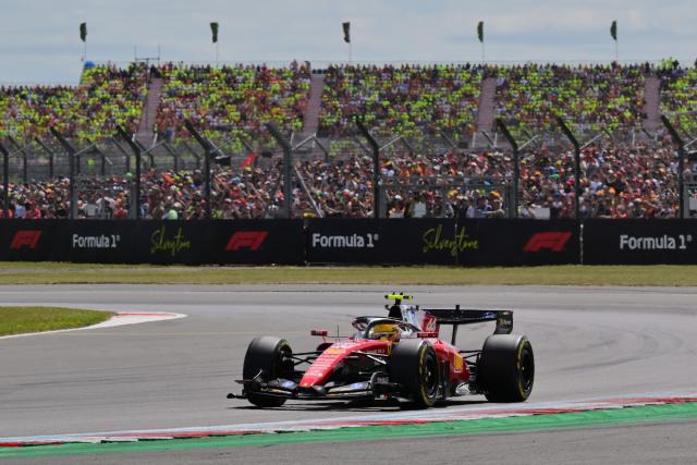 Ferrari's British driver Lewis Hamilton drives during the sprint race ahead of the Formula One British Grand Prix at the Silverstone motor racing circuit in Silverstone, central England, on July 4, 2026. (Photo by Andrej ISAKOVIC / AFP)
