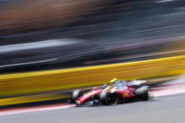 Ferrari's British driver Lewis Hamilton drives during the sprint race ahead of the Formula One British Grand Prix at the Silverstone motor racing circuit in Silverstone, central England, on July 4, 2026. (Photo by Ben STANSALL / AFP)