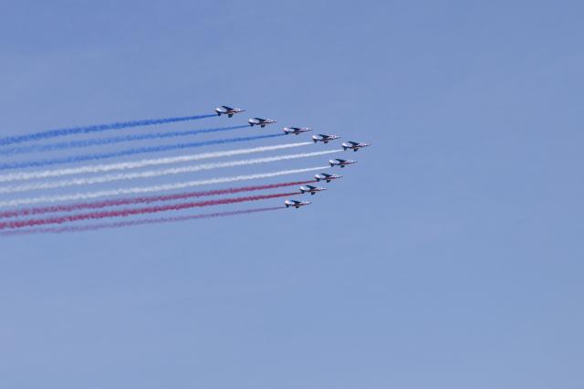 US military planes fly over during Sail 4th 250 in New York, on July 4, 2026. Millions of Americans celebrated the country's 250th birthday on Saturday -- a landmark celebration that comes at a time of deep political division, with a president determined to put his stamp on the festivities. Washington's traditional fireworks display on the National Mall -- lined with monuments celebrating the nation's Founding Fathers -- has been super-sized, and is being touted as the biggest ever. (Photo by ANGELA WEISS / AFP)