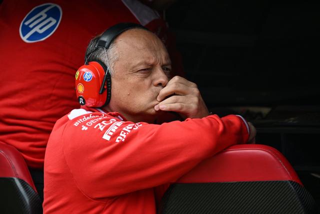Ferrari's French team principal Frederic Vasseur is pictured ahead of the qualifying session ahead of the Formula One British Grand Prix at the Silverstone motor racing circuit in Silverstone, central England, on July 4, 2026. (Photo by PETER POWELL / AFP)