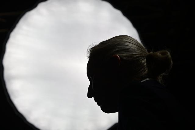 Co-leader of the far-right Alternative for Germany (AfD) party Alice Weidel gives an interview at the party congress of far-right Alternative for Germany (AfD) at the Messe Erfurt fairground in Erfurt, eastern Germany on July 4, 2026. About 20,000 people flocked to Erfurt, in Thuringia state, according to police, to protest against the Alternative for Germany (AfD) party that tops national opinion polls. (Photo by John MACDOUGALL / AFP)