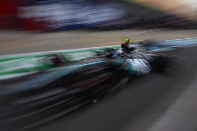 Mercedes' Italian driver Kimi Antonelli prepares to take part in the qualifying session ahead of the Formula One British Grand Prix at the Silverstone motor racing circuit in Silverstone, central England, on July 4, 2026. (Photo by PETER POWELL / POOL / AFP)