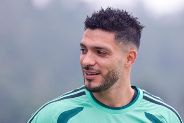 Mexico's forward #09 Raul Jimenez is seen ahead of a training session at the Centro de Alto Rendimiento (CAR) in Mexico City on July 4, 2026, on the eve of the 2026 World Cup round of 16 football match between Mexico and England. (Photo by Rodrigo Oropeza / AFP)
