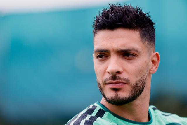 Mexico's forward #09 Raul Jimenez looks on ahead of a training session at the Centro de Alto Rendimiento (CAR) in Mexico City on July 4, 2026, on the eve of the 2026 World Cup round of 16 football match between Mexico and England. (Photo by Rodrigo Oropeza / AFP)