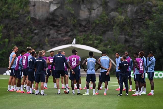 England's players take part in a training session at the Pumas training grounds in Mexico City on July 4, 2026, on the eve of the 2026 World Cup round of 16 football match between Mexico and England. (Photo by CARL DE SOUZA / AFP)