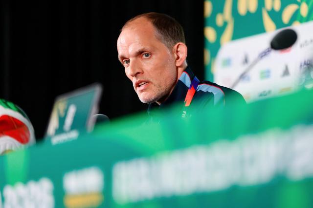 England's German head coach Thomas Tuchel gives a press conference at the Mexico City Stadium in Mexico City on July 4, 2026, on the eve of the 2026 World Cup round of 16 football match between Mexico and England. (Photo by Rodrigo Oropeza / AFP)