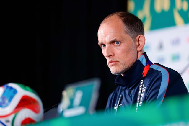 England's German head coach Thomas Tuchel gives a press conference at the Mexico City Stadium in Mexico City on July 4, 2026, on the eve of the 2026 World Cup round of 16 football match between Mexico and England. (Photo by Rodrigo Oropeza / AFP)