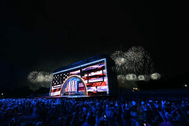 A fireworks display is seen during the "Salute to America" Independence Day celebration on the National Mall in Washington, DC, in the early morning hours of July 5, 2026. The nation is marking the 250th anniversary of the United States Declaration of Indpendence. (Photo by Kent NISHIMURA / AFP)