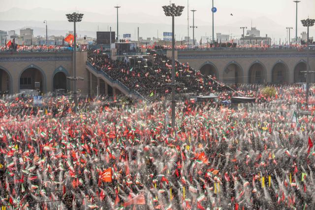 Mourners gather to pray for Iran's slain supreme leader Ayatollah Ali Khamenei during the second day of funeral ceremonies at the Grand Mosalla in Tehran on July 5, 2026. Prayers were held July 5 over the casket of Iran's late supreme leader Ali Khamenei, the second day of funeral ceremonies that have drawn huge crowds to pay their final respects in Tehran. Khamenei ruled the Islamic republic from 1989 until he was killed aged 86 in an airstrike on the first day of the US-Israeli war with Iran on February 28. (Photo by AFP) / 