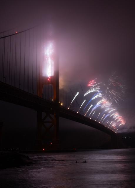 Fireworks illuminate the Golden Gate Bridge during celebrations marking the 250th anniversary of US Independence Day in San Francisco, California on July 4, 2026. (Photo by Karl Mondon / AFP)