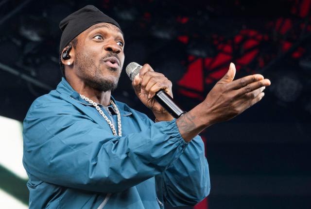 Rapper Pusha T of US duo Clipse performs on the Orange Stage at the Roskilde Festival in Roskilde, Denmark on July 4, 2026. (Photo by Torben Christensen / Ritzau Scanpix / AFP) / Denmark OUT
